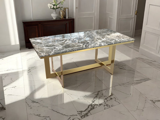 Bari - Marble-Top Dining Table with Brass Legs