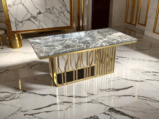 Livorno - Marble-Top Dining Table with Brass Legs