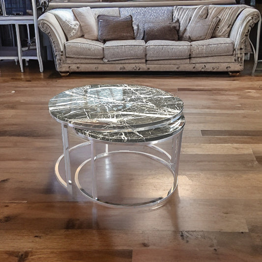 Bologna Nesting Coffee Table with Luxurious Marble Tops