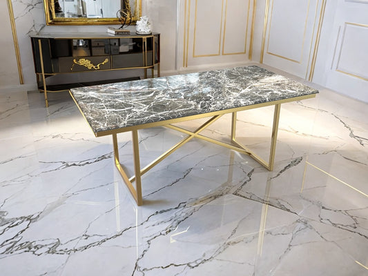 Rimini - Marble-Top Dining Table with Brass Legs